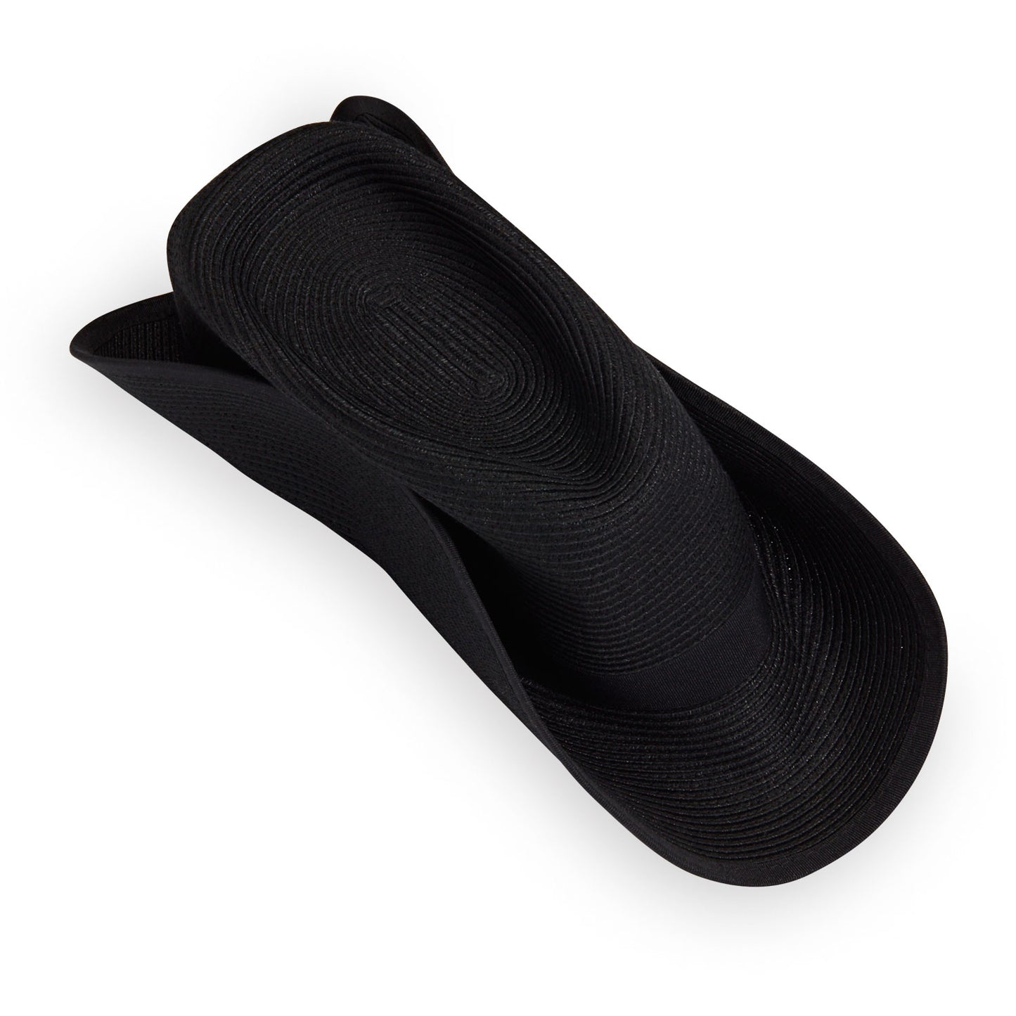 Packing view of women's Gabi ponytail packable sun hat, Black