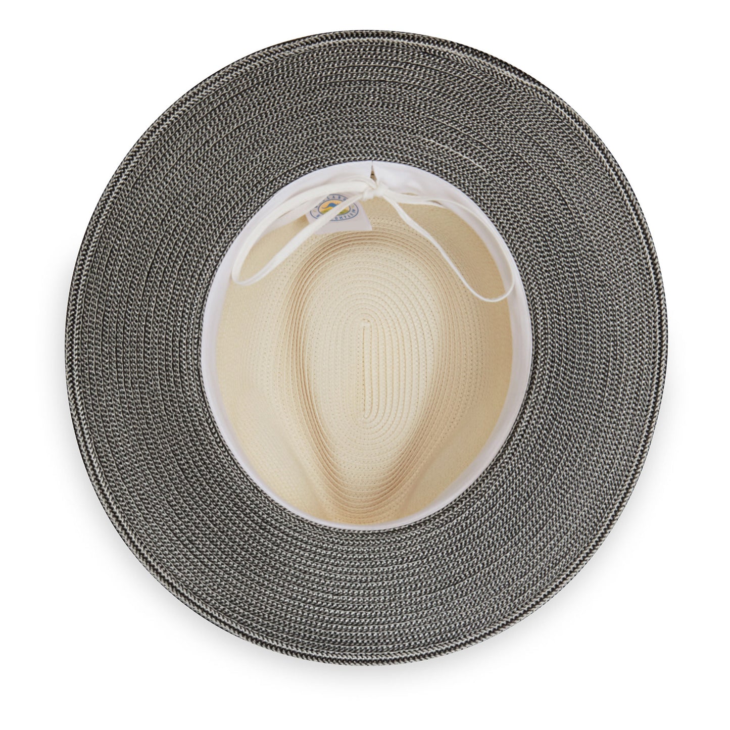 Inside view of Kristy UPF 50+ fedora in ivory/black.