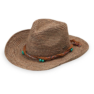 Women's petite catalina cowboy straw sun hat for summer in Mushroom by Wallaroo