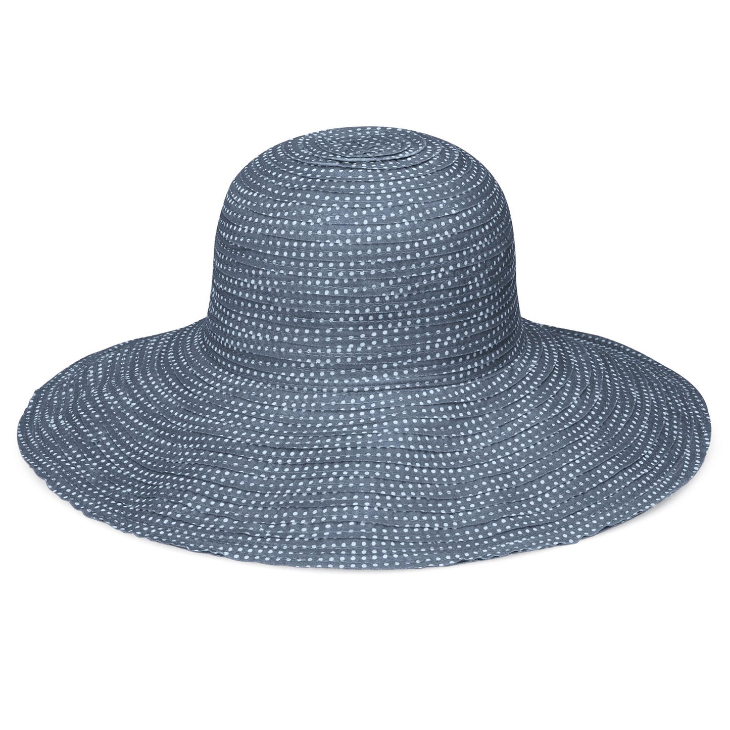 Women's wide brim sun hat in Slate Blue/White Dots by Wallaroo