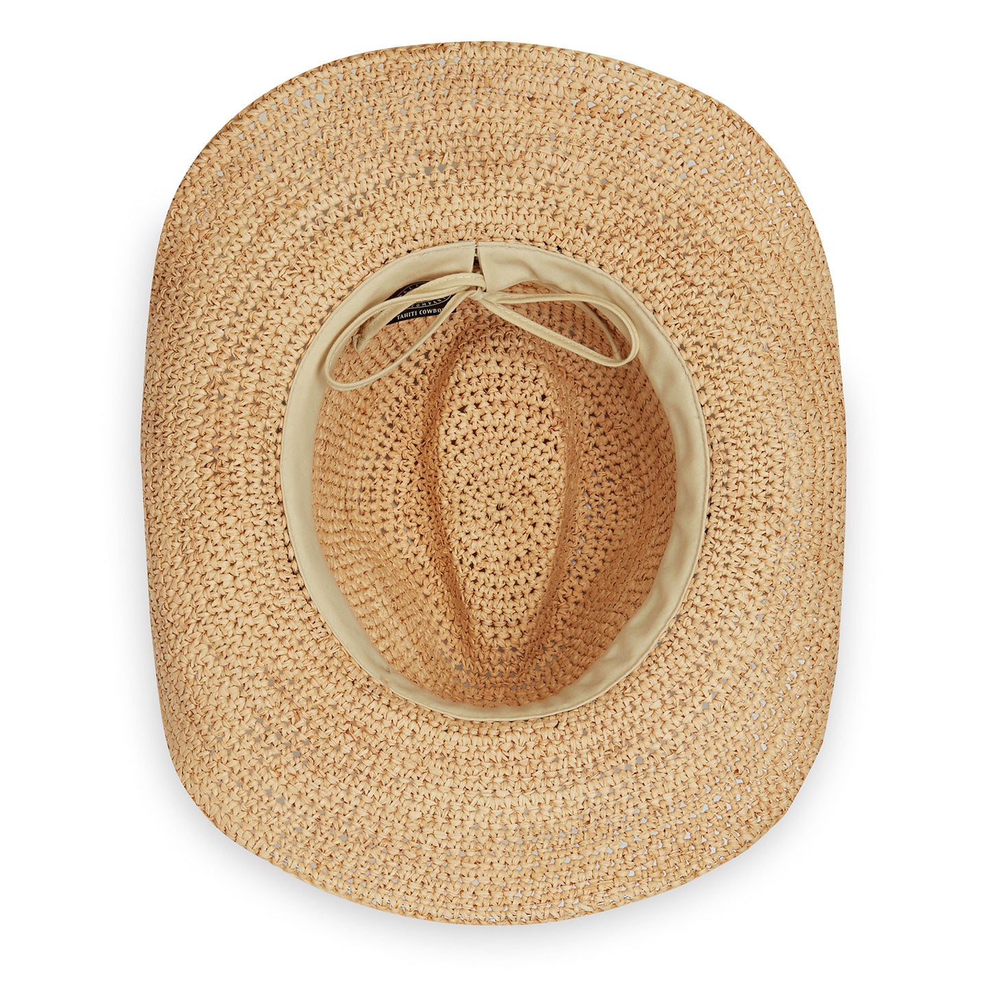 Inside of women's Tahiti Cowboy raffia hat