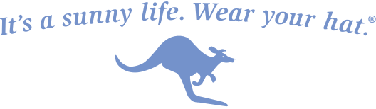 Wallaroo logo with tag line It's a sunny life. Wear your hat.