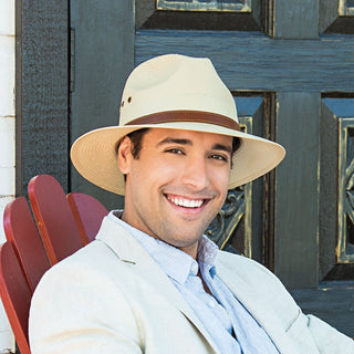 Man Wearing Avery Fedora Style UPF Sun Hat from Wallaroo
