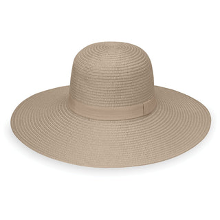 The Aria Ladies Big Wide Brim Packable Sun Hat in Taupe from Wallaroo