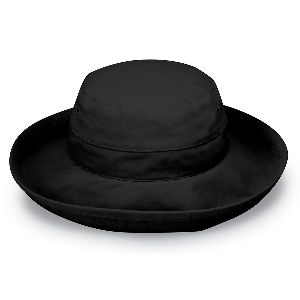 Casual Traveler UPF Ladies Big Wide Brim Sun Hat from Wallaroo, Microfiber Black