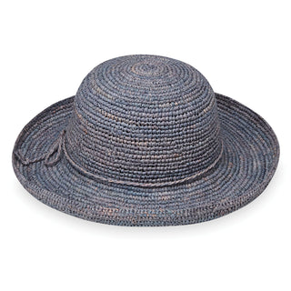 Catalina Big Wide Brim Crown Style Straw Sun Hat in Dusty Blue from Wallaroo
