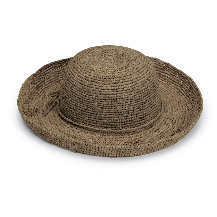 Catalina Big Wide Brim Crown Style Straw Sun Hat in Mushroom from Wallaroo