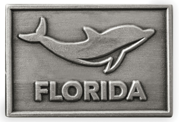 View of the Florida Dolphin image on the 2-sided Metal Etched Emblem from Carkella by Wallaroo