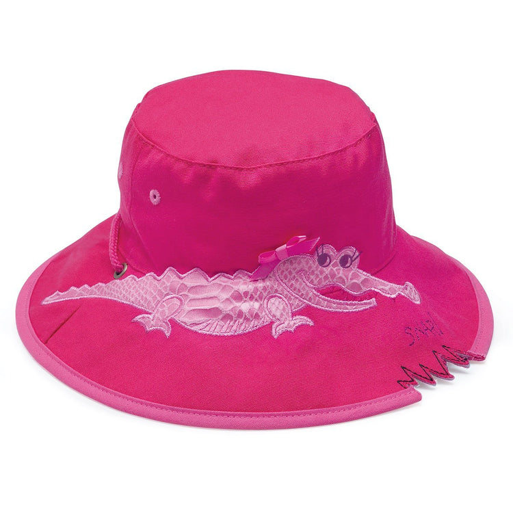 Crocodile Cotton UPF Sun Protection Hat with Chinstrap in Pink from Wallaroo