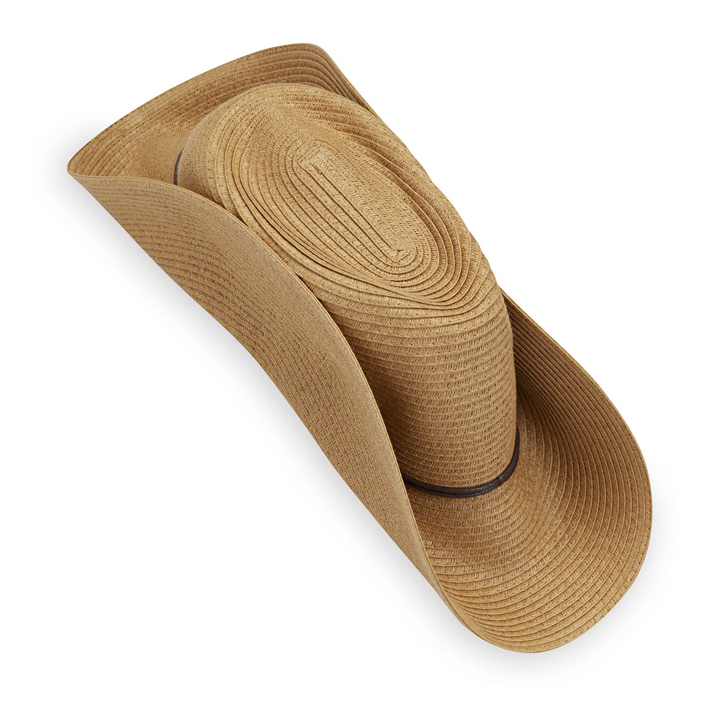 Packing View of Women's Wide Brim Montecito Travel Sun Hat in Camel by Wallaroo, Camel