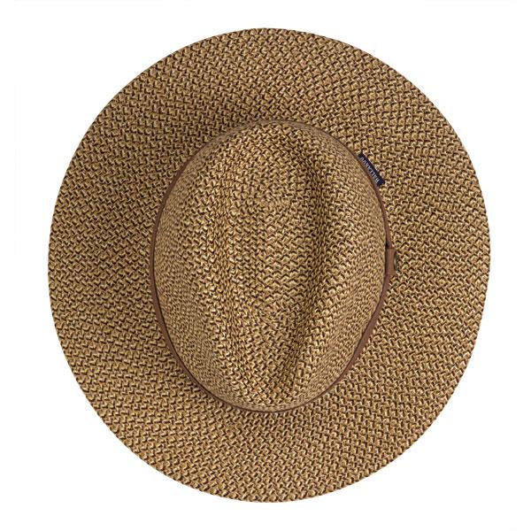 Top of Packable Fedora Style Outback UPF Summer Sun Hat in Mixed Brown from Wallaroo