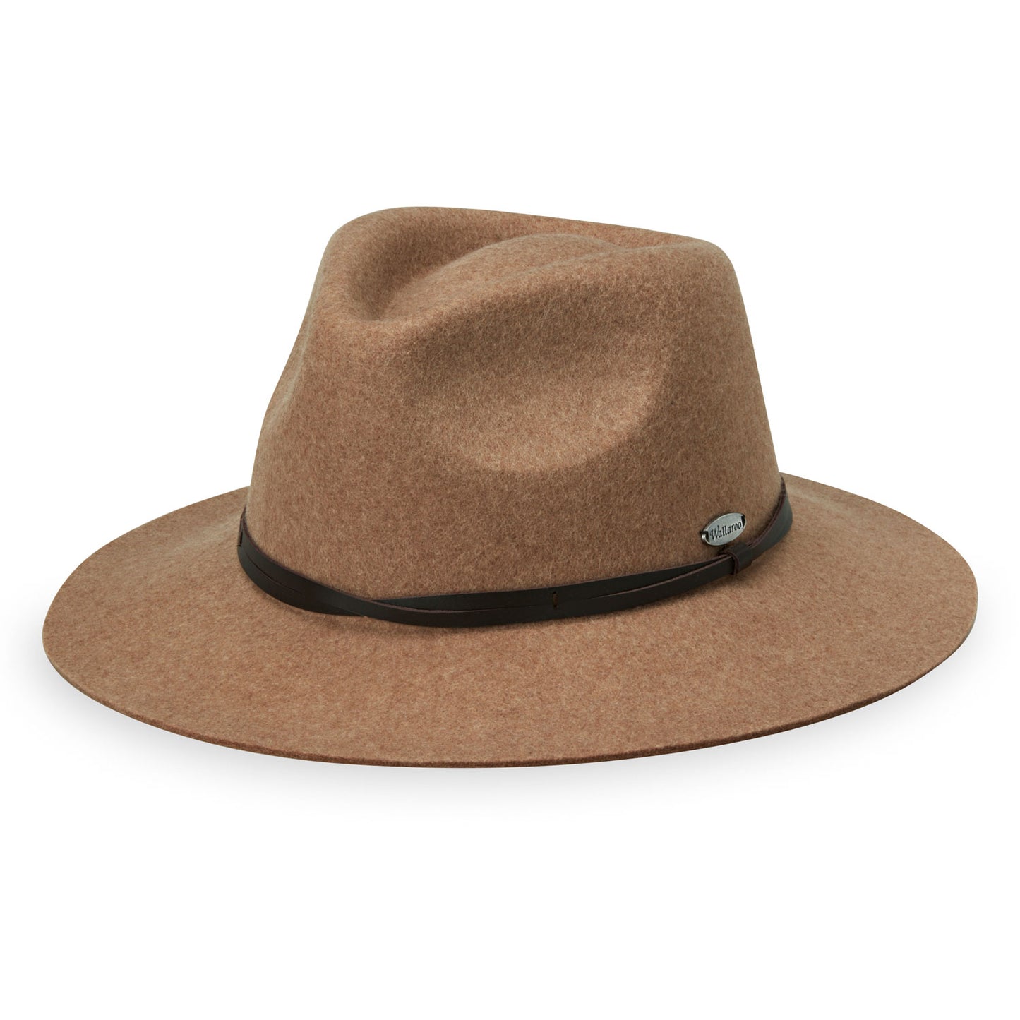 Women's Packable UPF Fedora Style Petite Aspen Wool Felt Sun Hat in Camel from Wallaroo