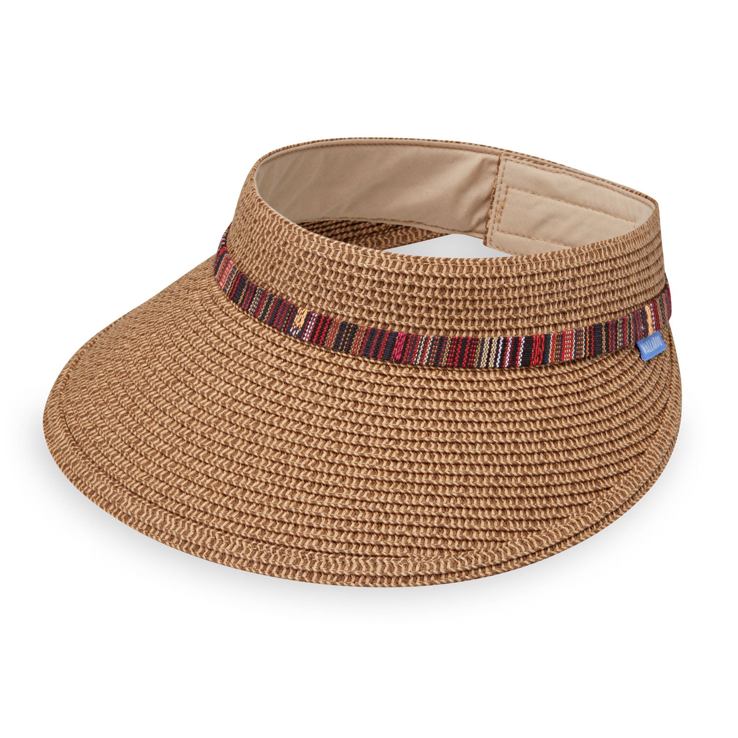 Featuring Front of Women's Packable Sedona Paper Braid Sun Protection Visor in Camel from Wallaroo