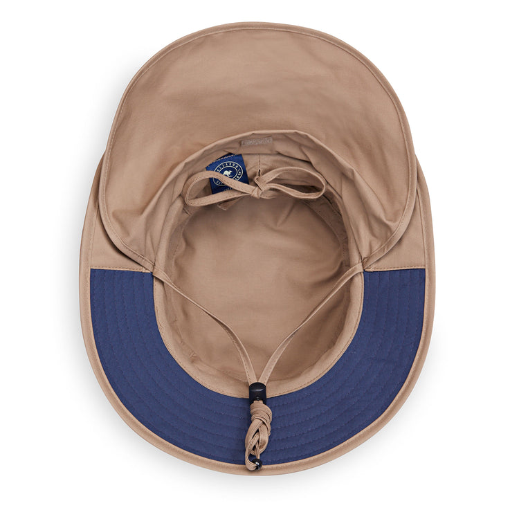 Bottom of Men's Shelton UPF Bucket Sun Hat with Chinstrap in Camel-Navy by Wallaroo