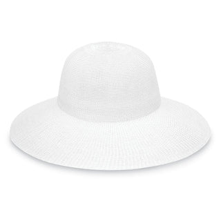 Ladies' Packable Big Wide Brim Victoria Diva straw Sun Hat in White from Wallaroo