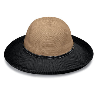 Ladies' Packable poly straw Victoria Two-Toned UPF Summer Hat for travel from Wallaroo