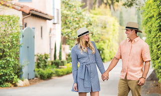 Couple wearing summer beach sun hats by Wallaroo