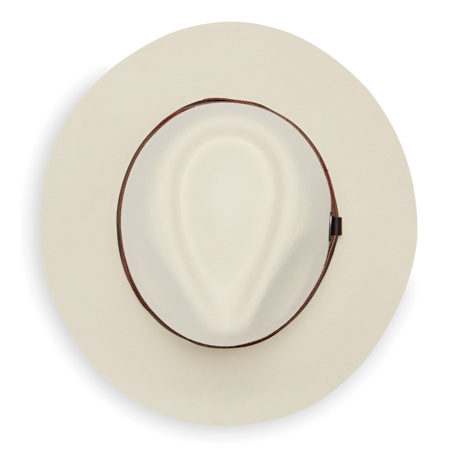 Top view of unisex Aspen wool felt fedora, Winter White