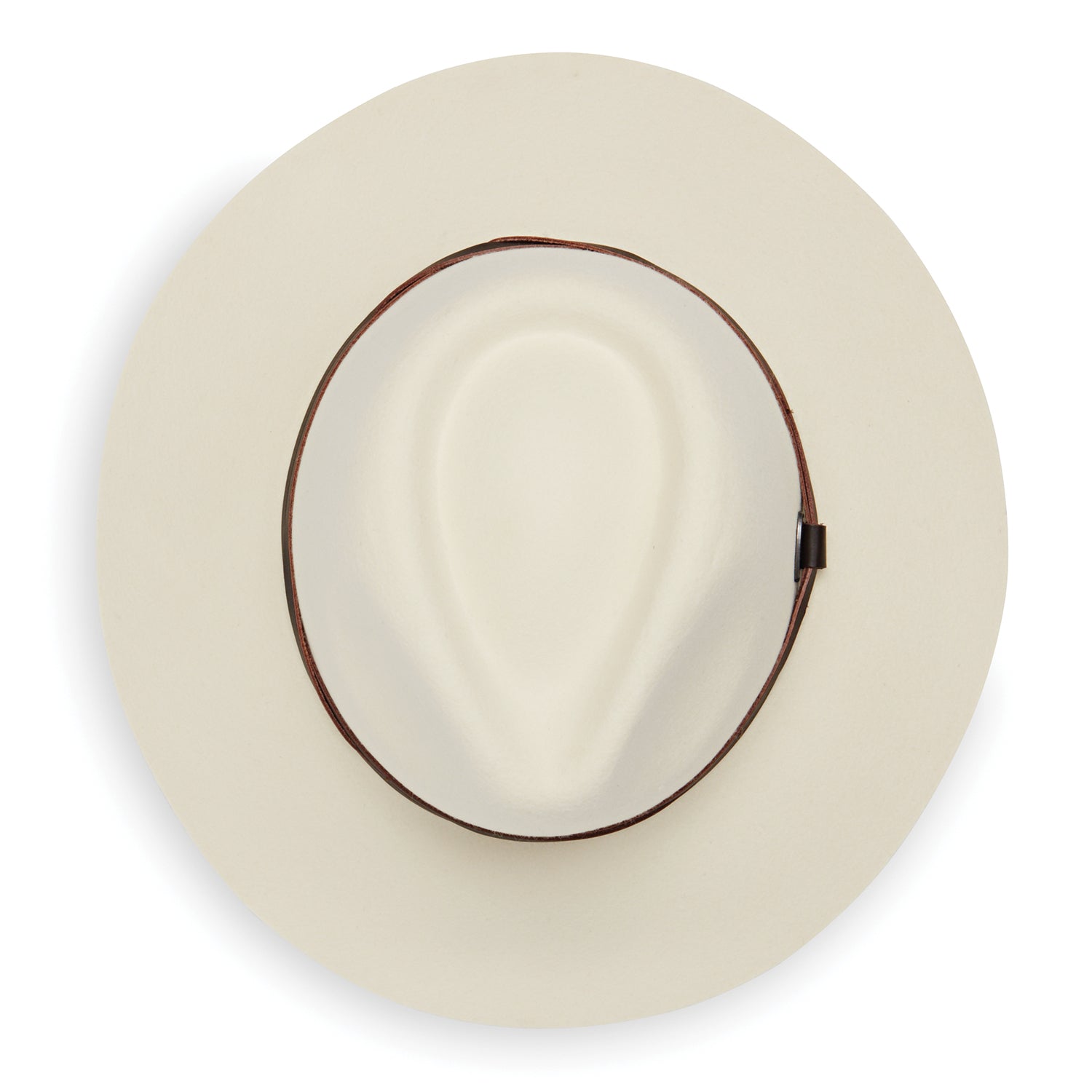 Top view of unisex Aspen wool felt fedora, Winter White