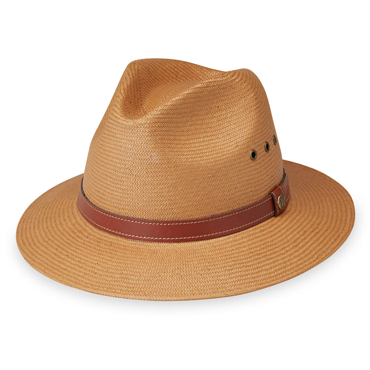 Avery Unisex Fedora Style UPF Sun Protection Hat in Camel from Wallaroo