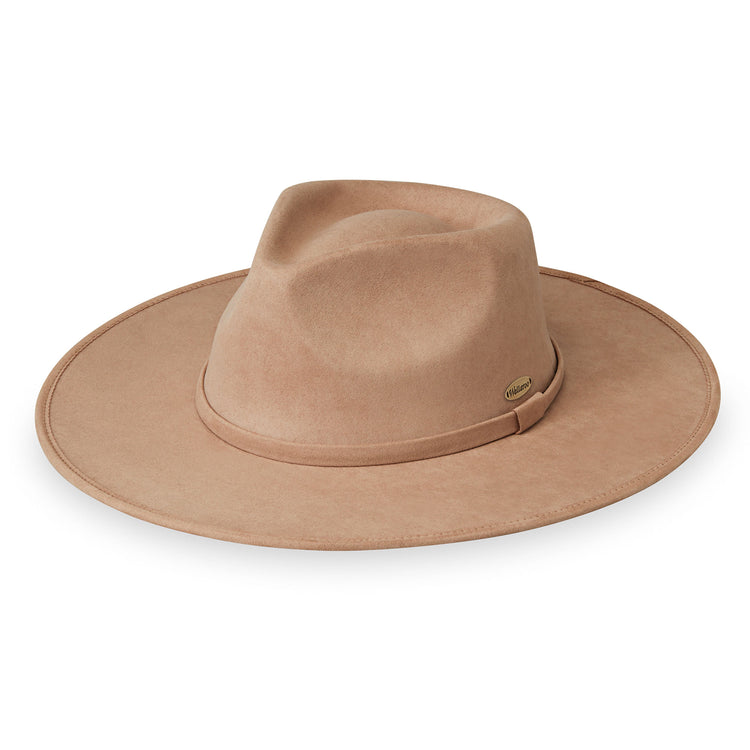 Bozeman Taupe women's winter sun hat by Wallaroo Hat Company, featuring a wide brim, UPF 50+ protection, and a chic design for cold-weather wear.