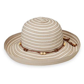 Wallaroo Women's Taupe Breton sun hat with UPF 50+ protection, braided design, and wide brim for summer style