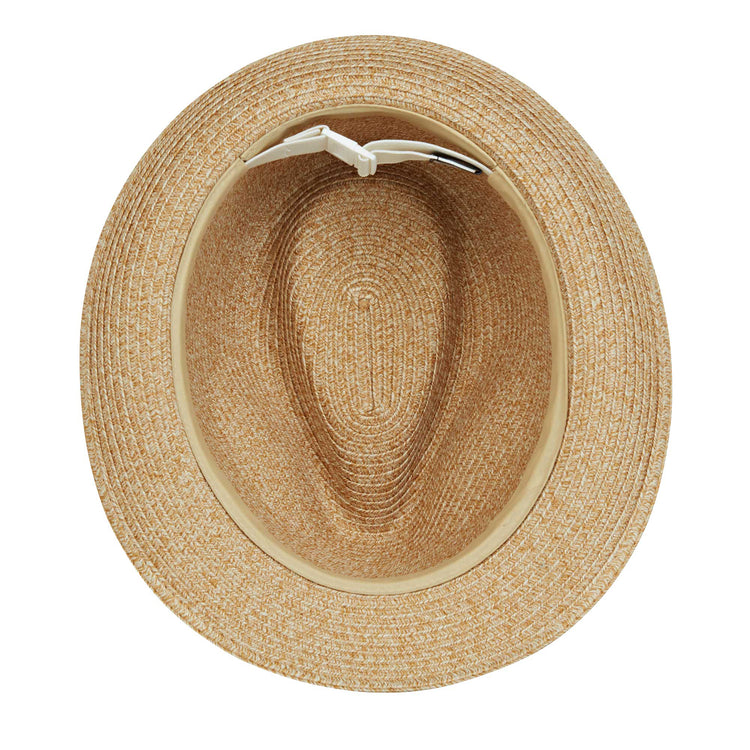 Internal view of adjustable strap for better fitting fedora sun hat by Wallaroo
