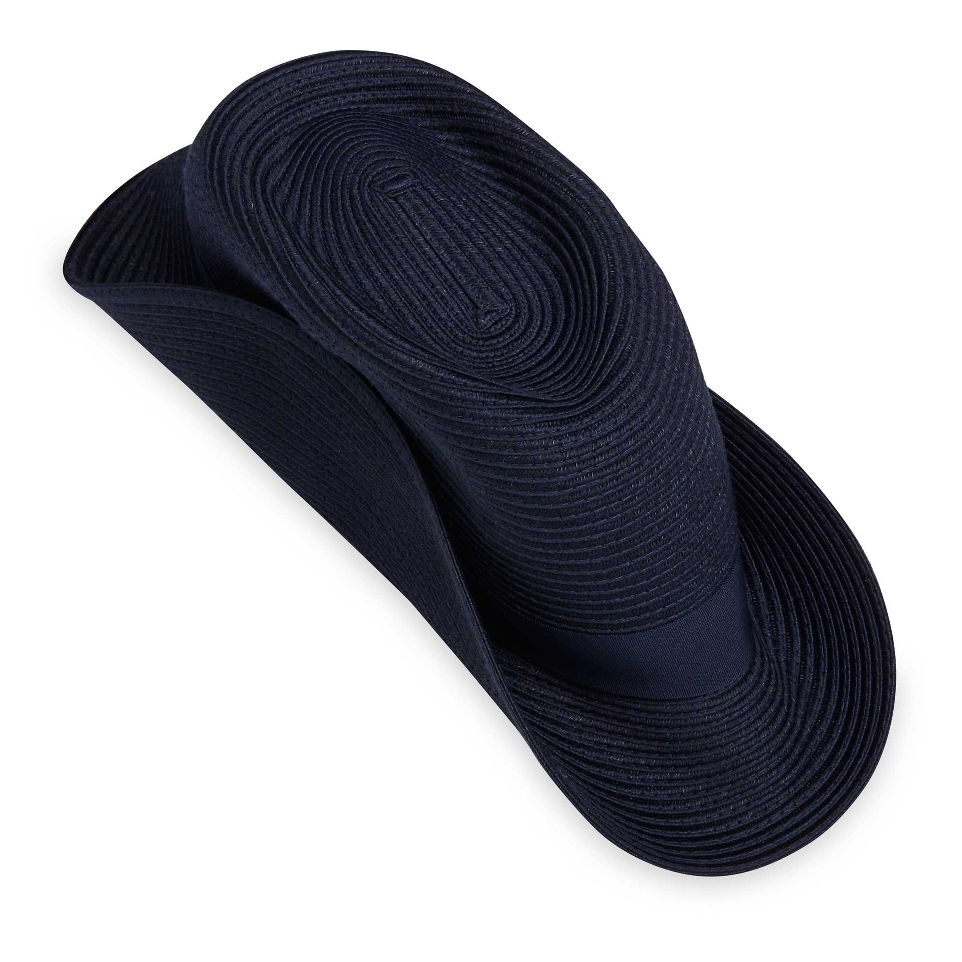 Taco fold packing of Carkella men's Fairway fedora packable travel sun hat, Navy