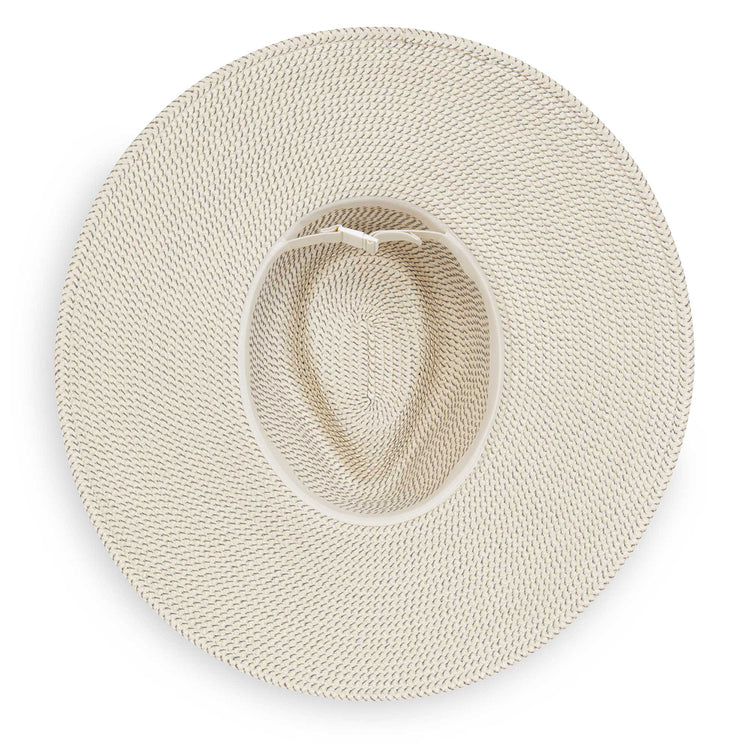 Kerrigan sun hat by carkella, featuring a big wide brim, and packability for travel, Ivory/Cloud Grey