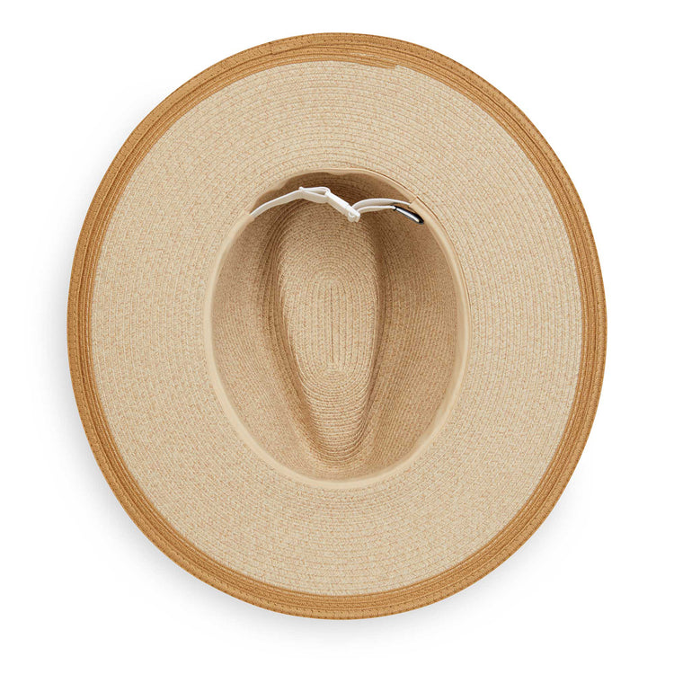 Lauren sun hat by Carkella, with a big wide brim made and is packable, Mixed Camel