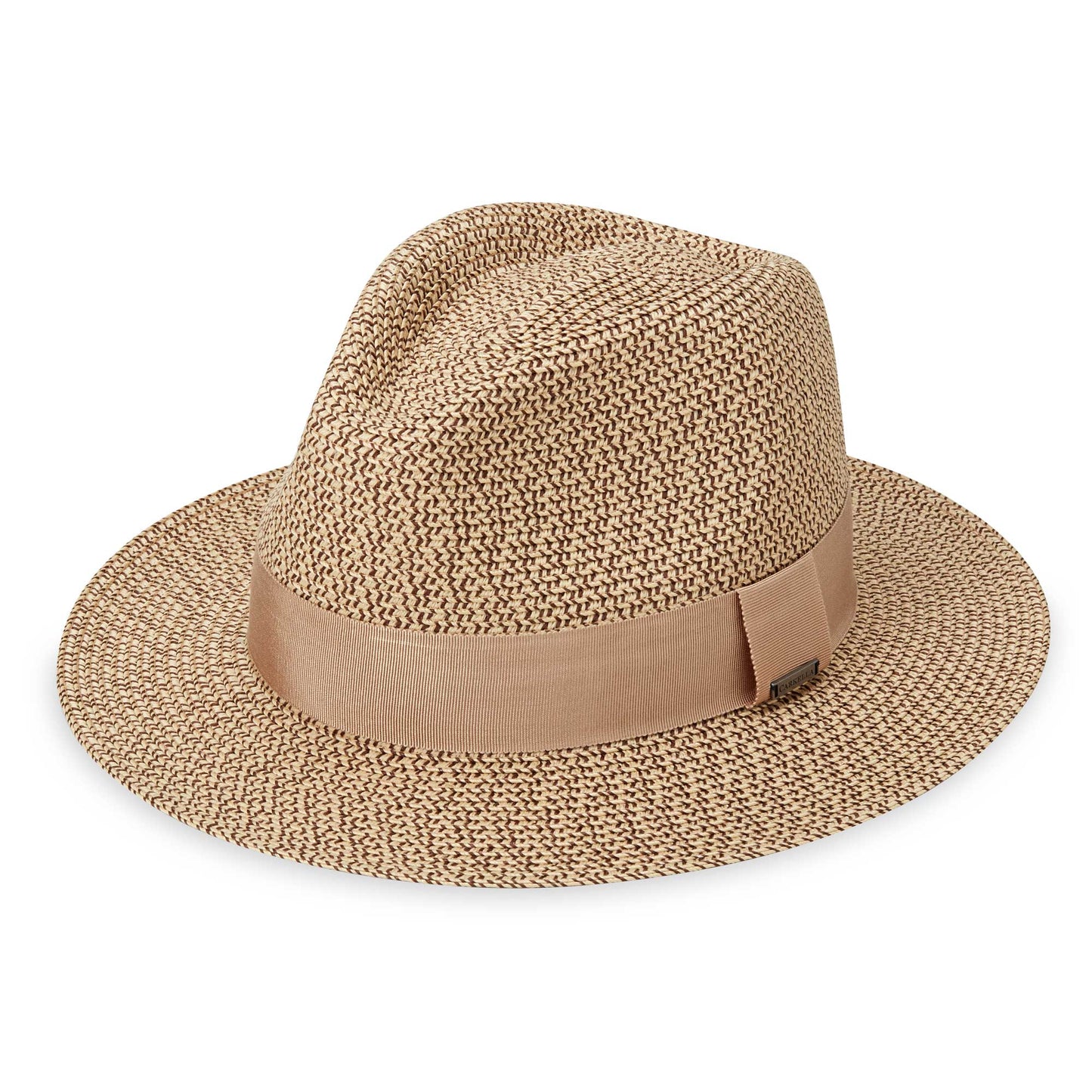 Front of Carkella men's Newhall fedora packable travel sun hat, French Beige