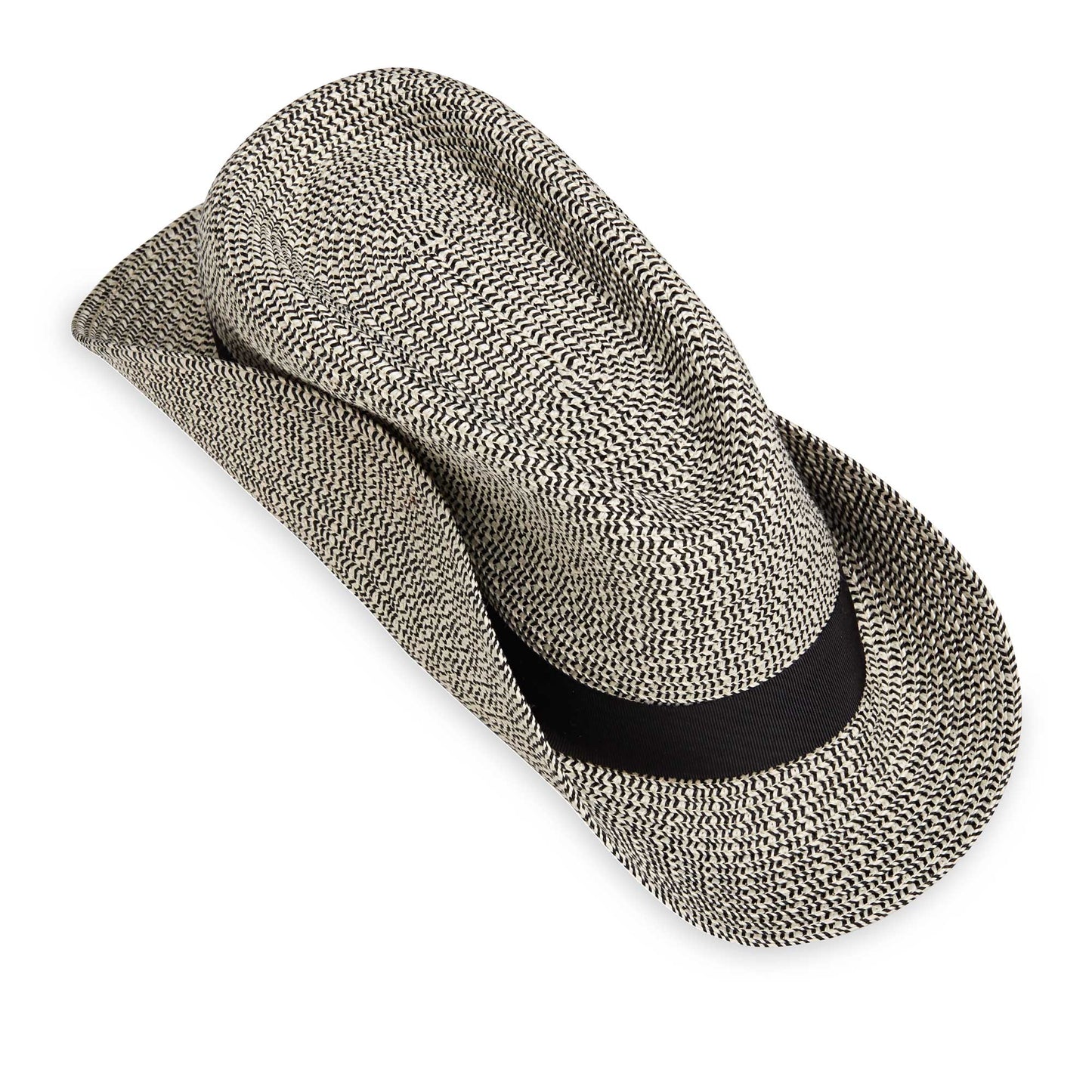 Taco fold packing of Carkella men's Newhall fedora packable travel sun hat, Mixed Black