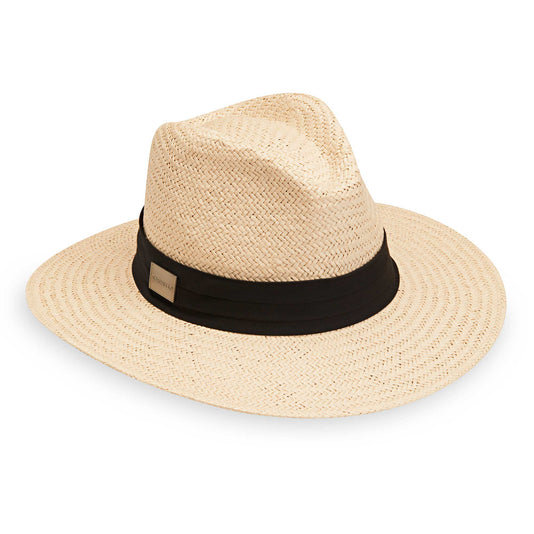 Portland fedora straw sun hat by Carkella, with a big wide brim and UPF rating 