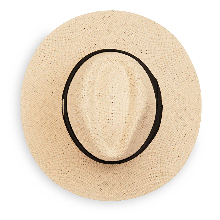 Portand fedora straw sun hat by Carkella, featuring a big wide brim and UPF 50+ rating, Ivory