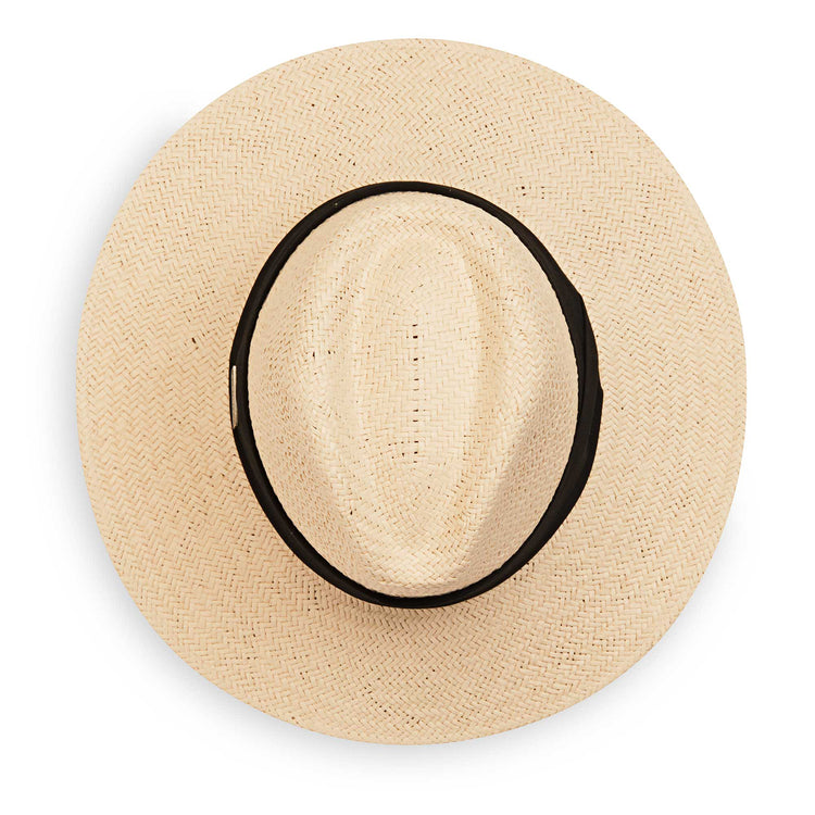 Portand fedora straw sun hat by Carkella, featuring a big wide brim and UPF 50+ rating