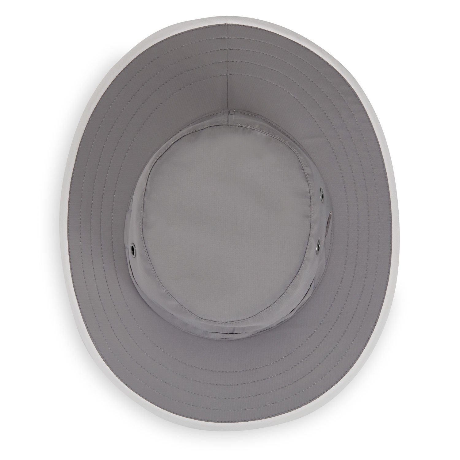 Top view of unisex Carkella by Wallaroo Tahoe bucket hat, Dark Grey/Stone