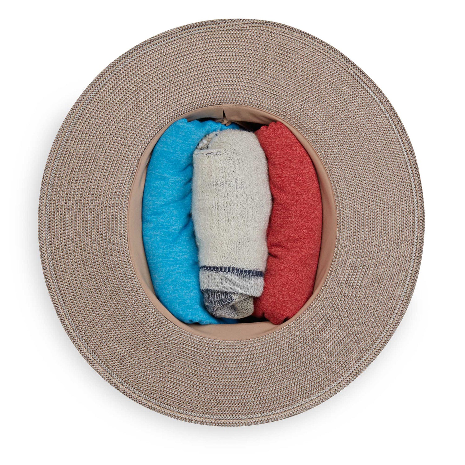 Inside packing view of Carter men's UPF 50+ fedora, Graphite