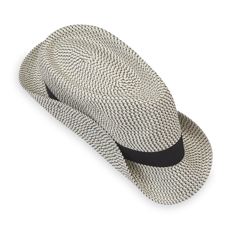 Packing view of fedora sun hat by Wallaroo, Ivory/Black