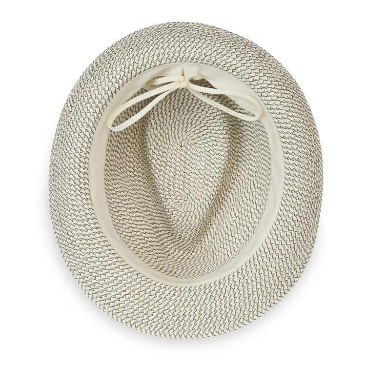 inside of fedora style sun hat by Wallaroo,  Ivory/Olive