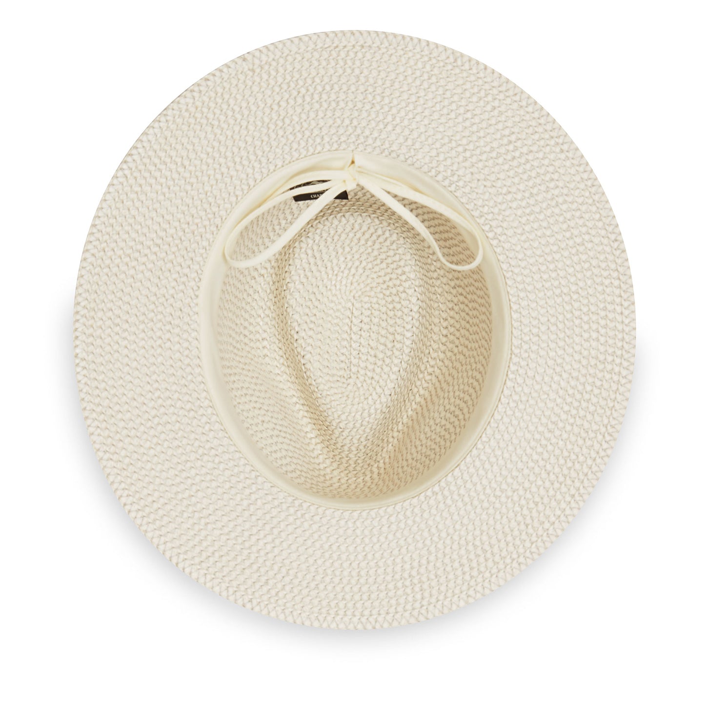Inside view of Charlie UPF 50+ packable fedora, ivory/pewter