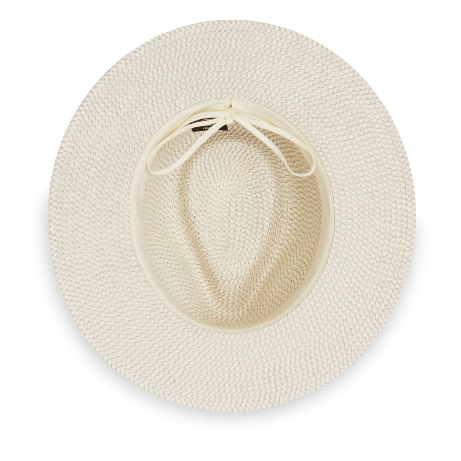 Inside view of Charlie UPF 50+ packable fedora, ivory/pewter
