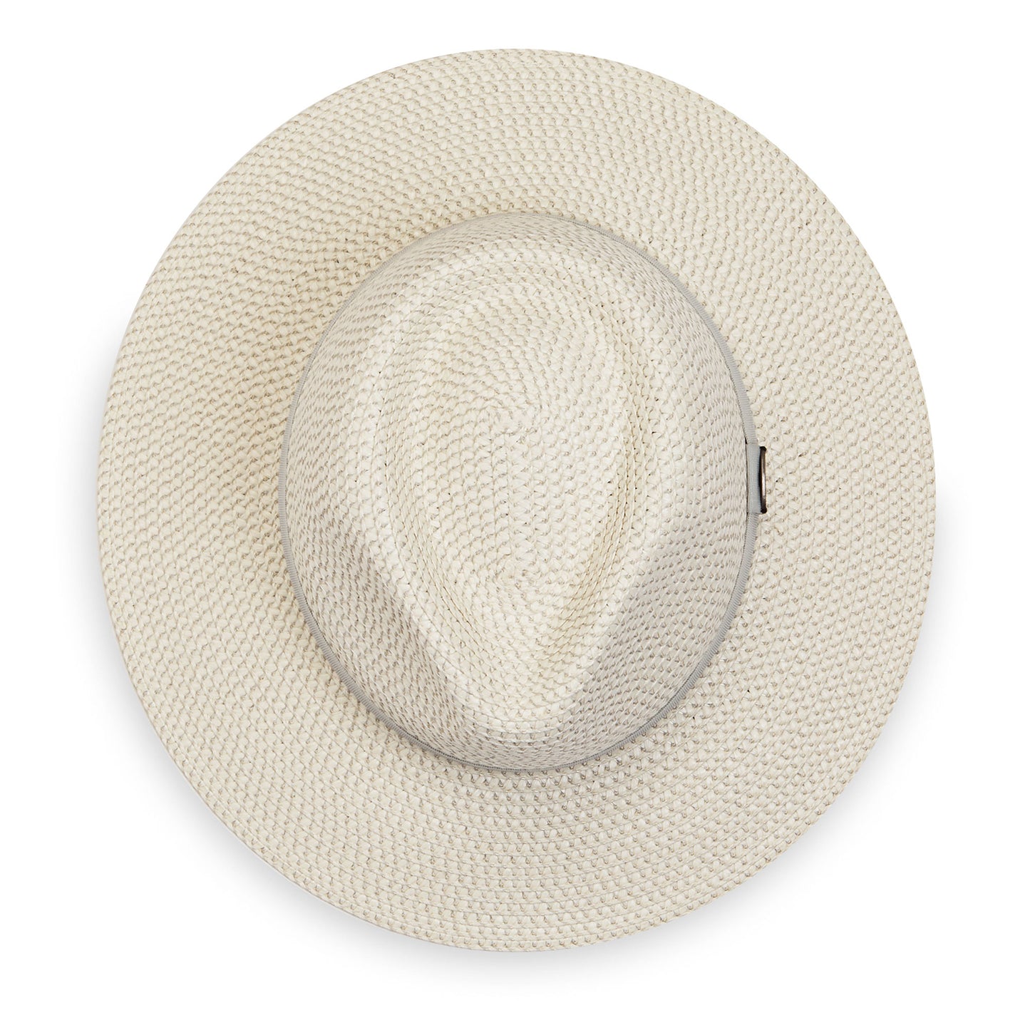 Top view of Charlie UPF 50+ packable fedora, ivory/pewter
