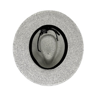 Men's and women's extra-large Charlie Fedora sun hat by Wallaroo, offering a classic trilby style, UPF 50+ protection, and a comfortable fit for larger head sizes, Ivory/Black