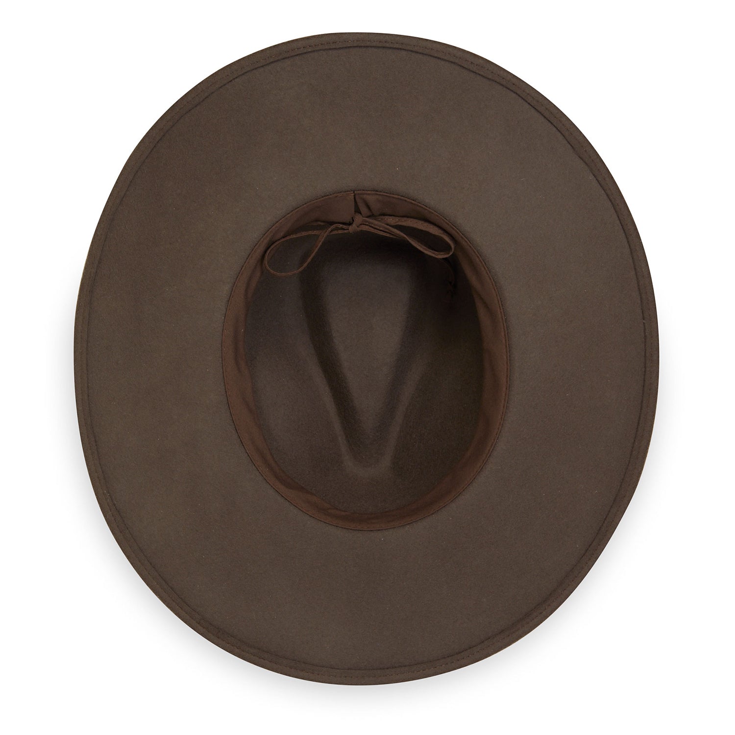 Inside of Ladies' wide brim winter sun hat by Wallaroo, Truffle