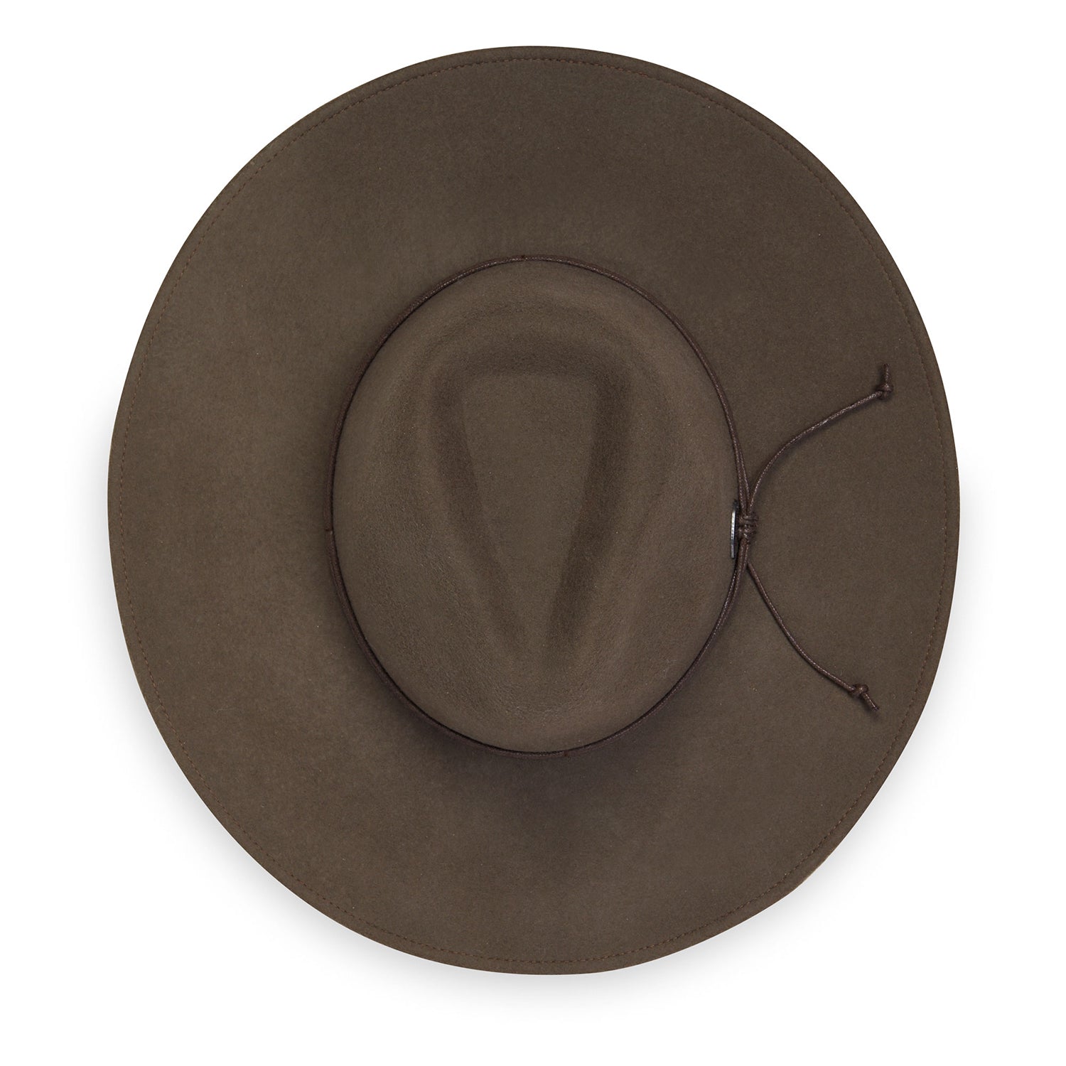 Top of Ladies' wide brim winter sun hat by Wallaroo, Truffle