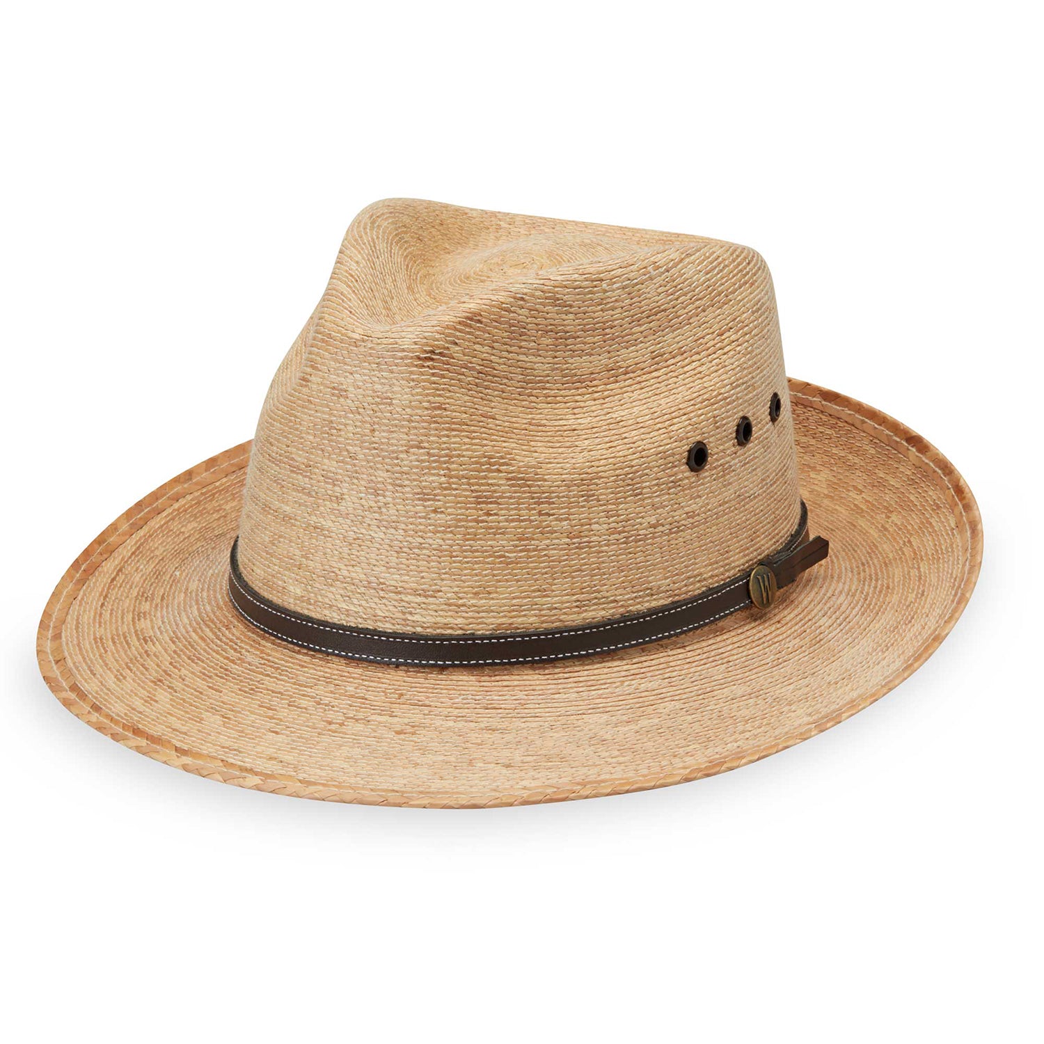 Featuring Fedora trilby style Cortez straw summer sun hat made with all-natural fiber by Wallaroo