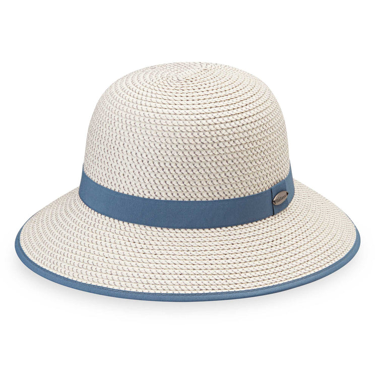 Women's bucket style sun hat by Wallaroo. Made with packable, UPF 50 material, Dusty Blue