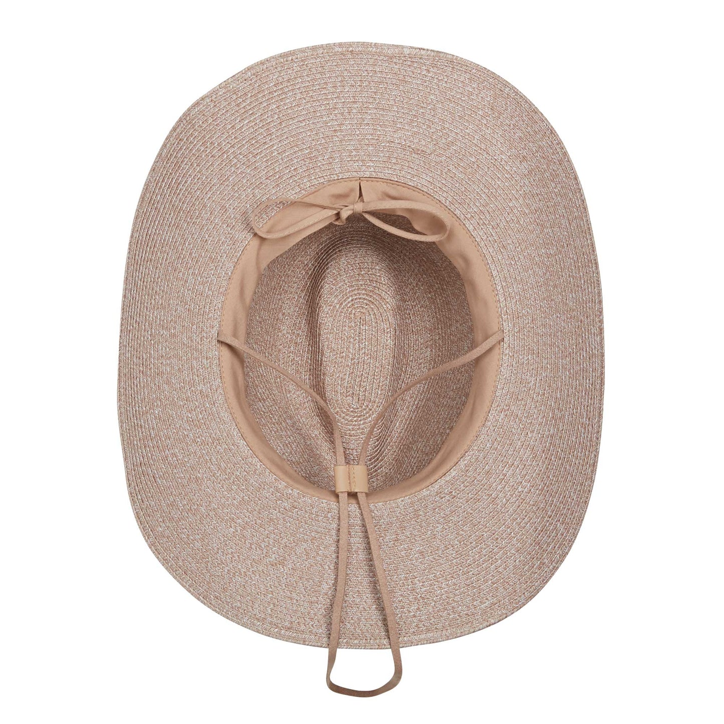 Inside of women's Denver cowboy packable travel sun hat, Taupe