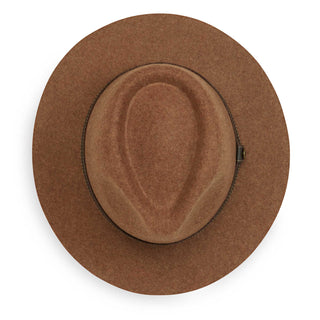 Top of unisex Durango fedora sun hat, featuring UPF 50+ rating and made from wool-felt material