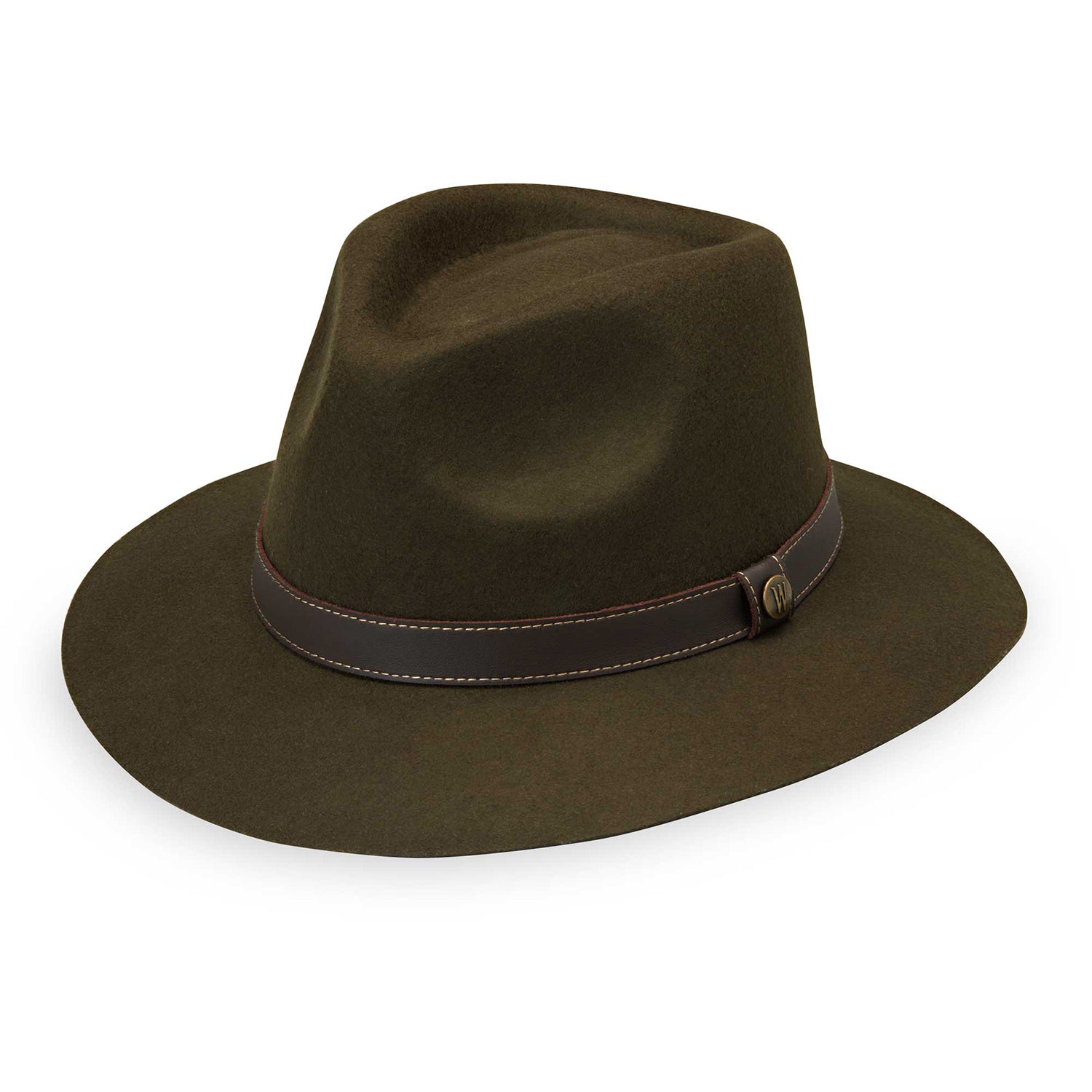 Durango fedora winter sun hat made from wool-felt material with a UPF 50+ rating, Olive